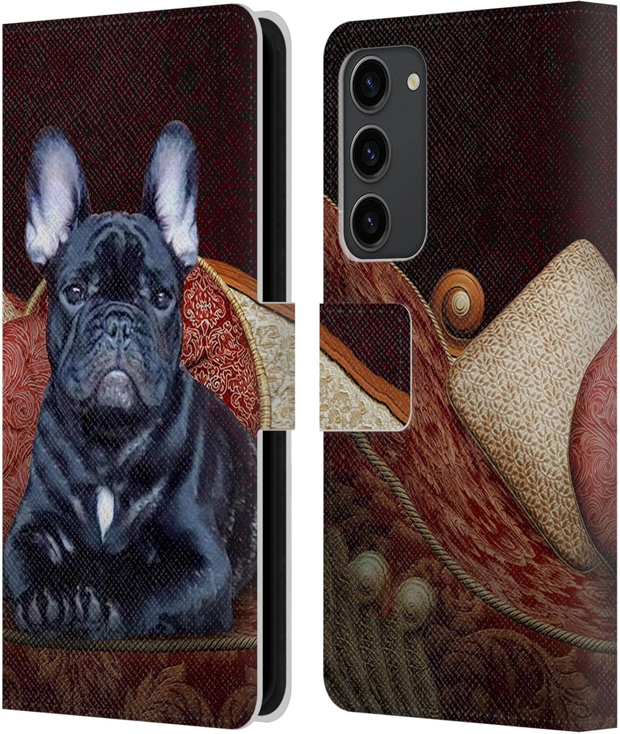 Head Case Designs Officially Licensed Klaudia Senator Classic Couch French Bulldog 2 Leather Wallet Case Compatible with Samsung Galaxy S23+ 5G