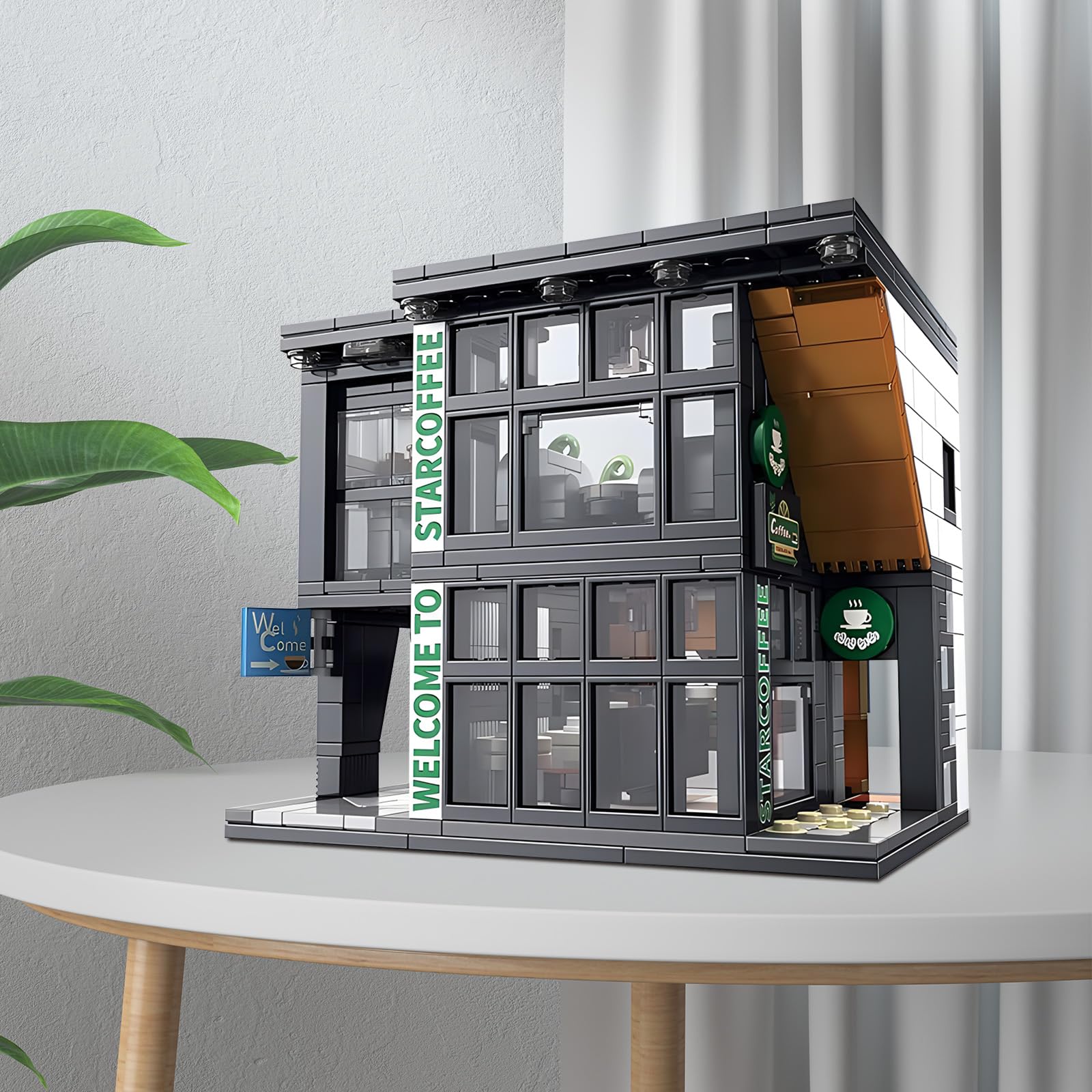 Coffee Shop Building Blocks Toys City Street View Architecture Model Set Birthday Age 6+ Children Teens Adult 581 Pieces