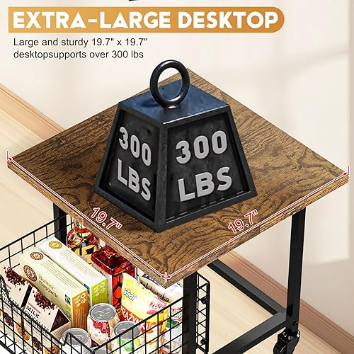 Miniatura 2 de Mini soporte para refrigerador con almacenamiento, soporte pequeño para refrigerador con ruedas, mini gabinete de refrigerador, carga máxima de 300