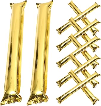 Abaodam 24 Pcs Gold Thunder Sticks, Noise Makers for Sporting Events, Inflatable Boom Cheering Sticks for Concerts, Parties, Rallies