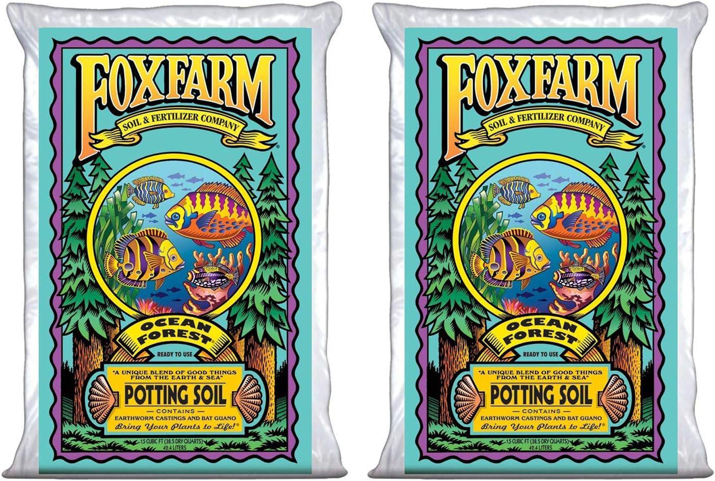 Amazon Com Foxfarm Ocean Forest Potting Soil 1 5 Cu Ft 2 Pack Garden Outdoor