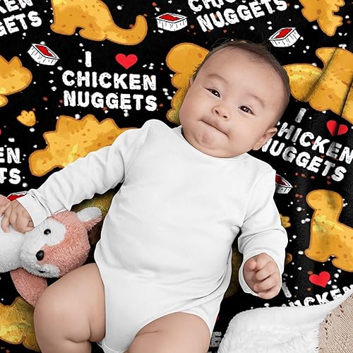 Miniatura 3 de Manta de nuggets de pollo  Manta de franela ultrasuave con pepitas de dinosaurio para niños, divertida manta de comida para decoración del hogar