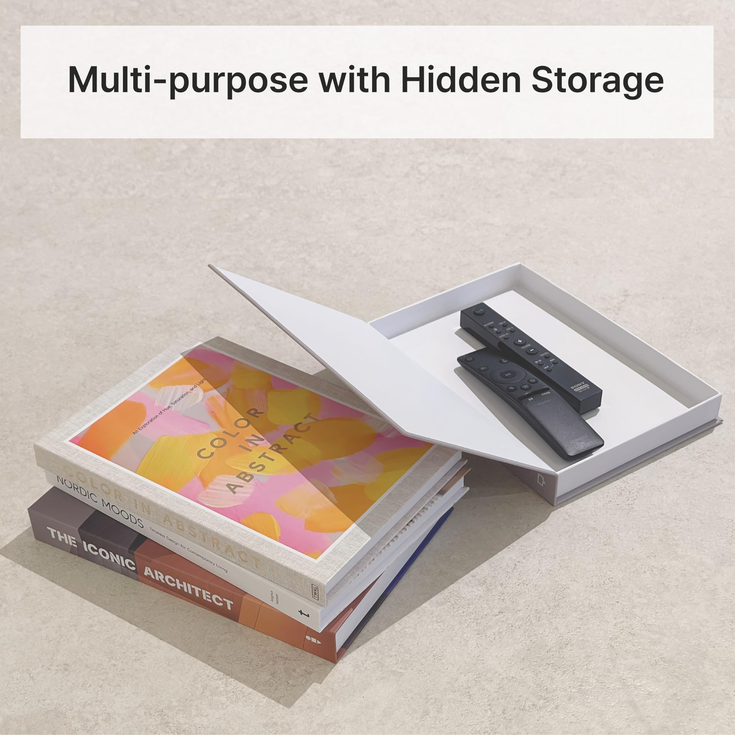 Beautiful Decorative Books for Home Decor – Set of 4 Faux/Fake Books with Hidden Storage and Hardcover – Modern & Stylish Design for Coffee Table, Bookshelf, Mantel & Entryway