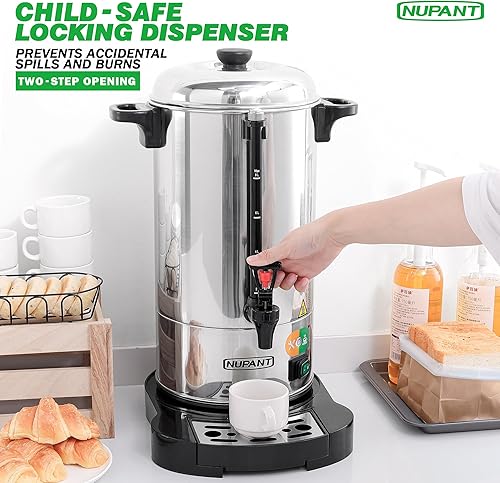 Miniatura 3 de Urna de café comercial de 100 tazas15L y urna comercial de café de 50 tazas8 L, dispensador de café con percolador mejorado, dispensador de bebidas