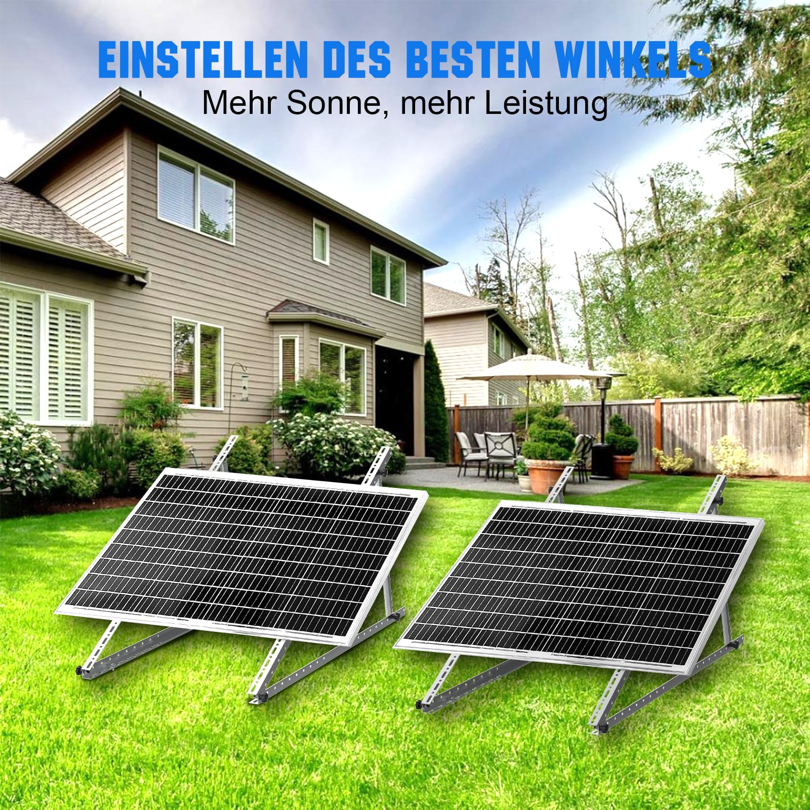 Support de panneau solaire pour centrale électrique de balcon de 200 à 500 W - Angle réglable de 0 à 90 ° - Support pour panneau solaire - Support de panneau solaire réglable de 118 cm