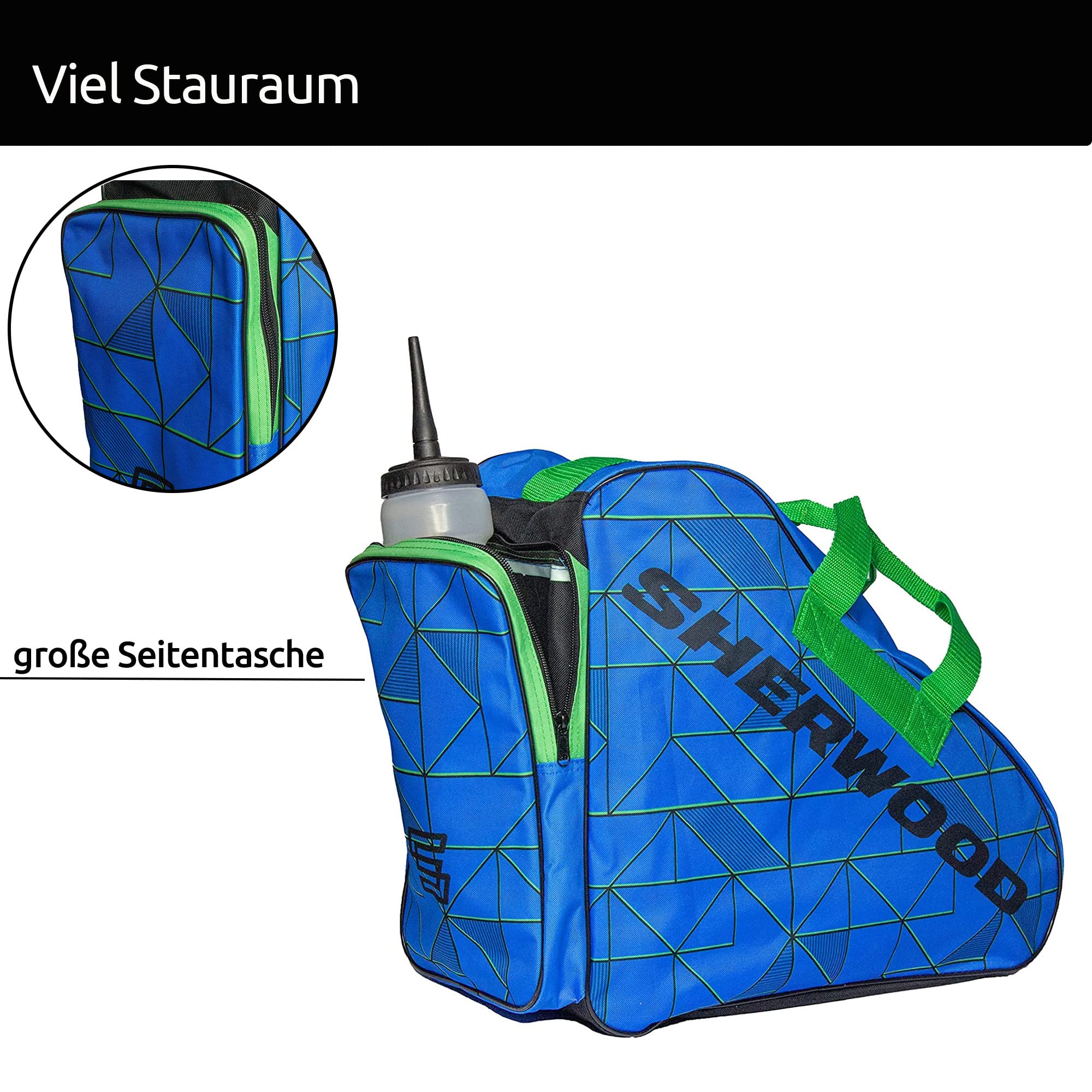 Sher-wood Sherwood Schlittschuhtasche, Inliner-Tasche für Erwachsene und Kinder, Eishockey-Bag, ideal für Rollschuhe und Eislaufschuhe (Blueline)