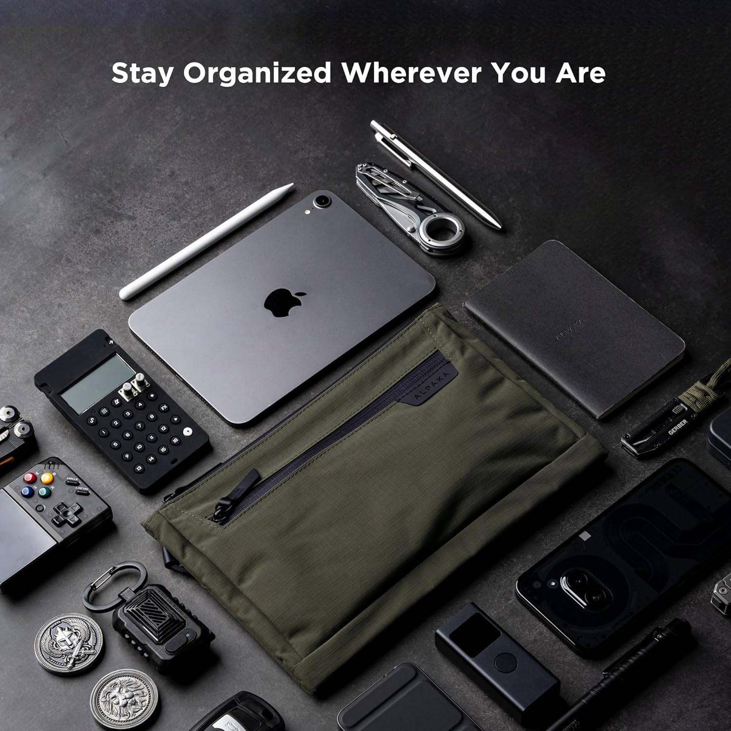 ALPAKA Zip Pouch Max V2 - Green Axoflux 210D Water Resistant Fabric, Weatherproof YKK Zippers,Front Zip Pocket, Compact Men Sling Bag - Passport Holder & Travel Wallet Pouch for Family Men - Image 9