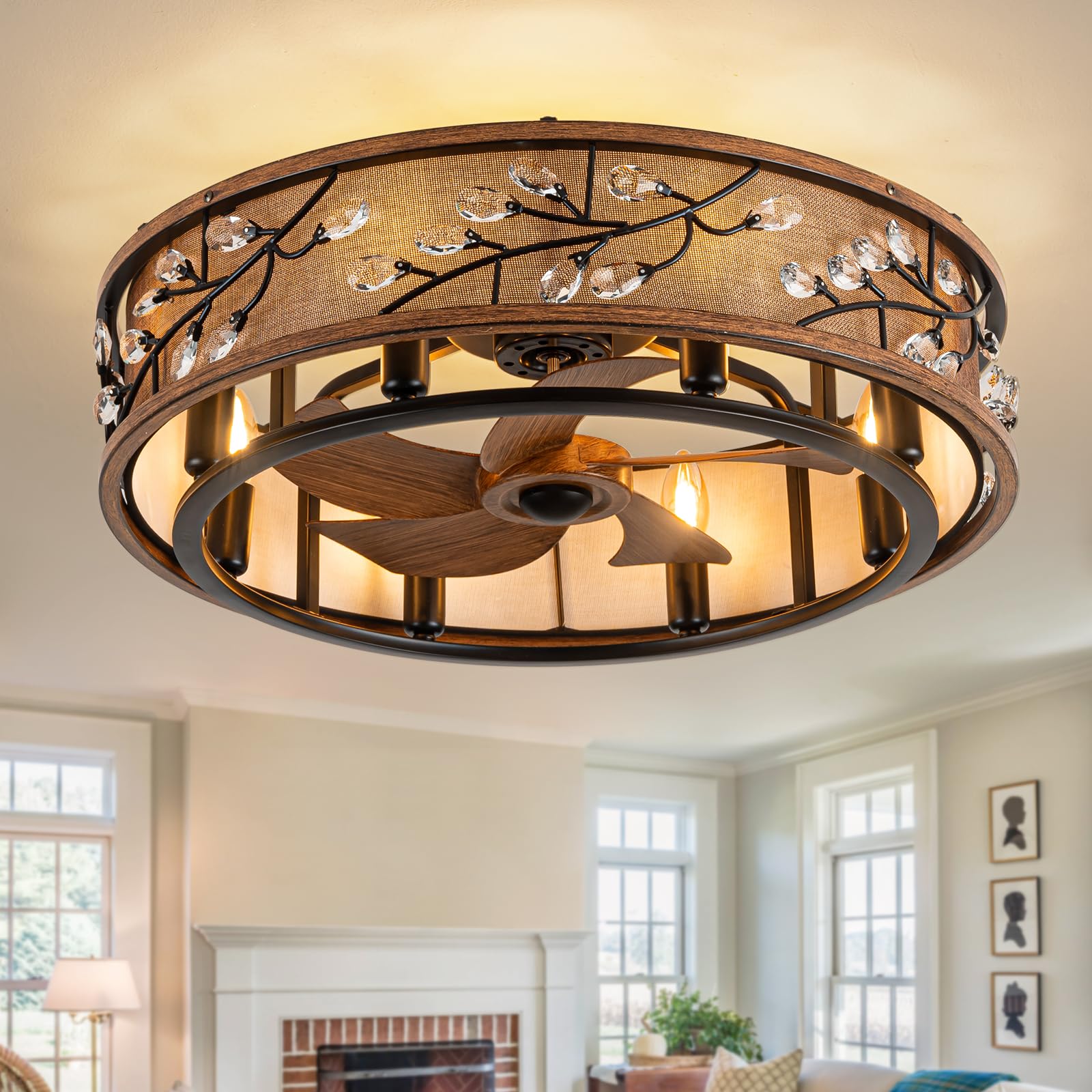 m❤︎  Jushua 52 in. Tropical Palm Leaf Silent DC Motor Ceiling Fan