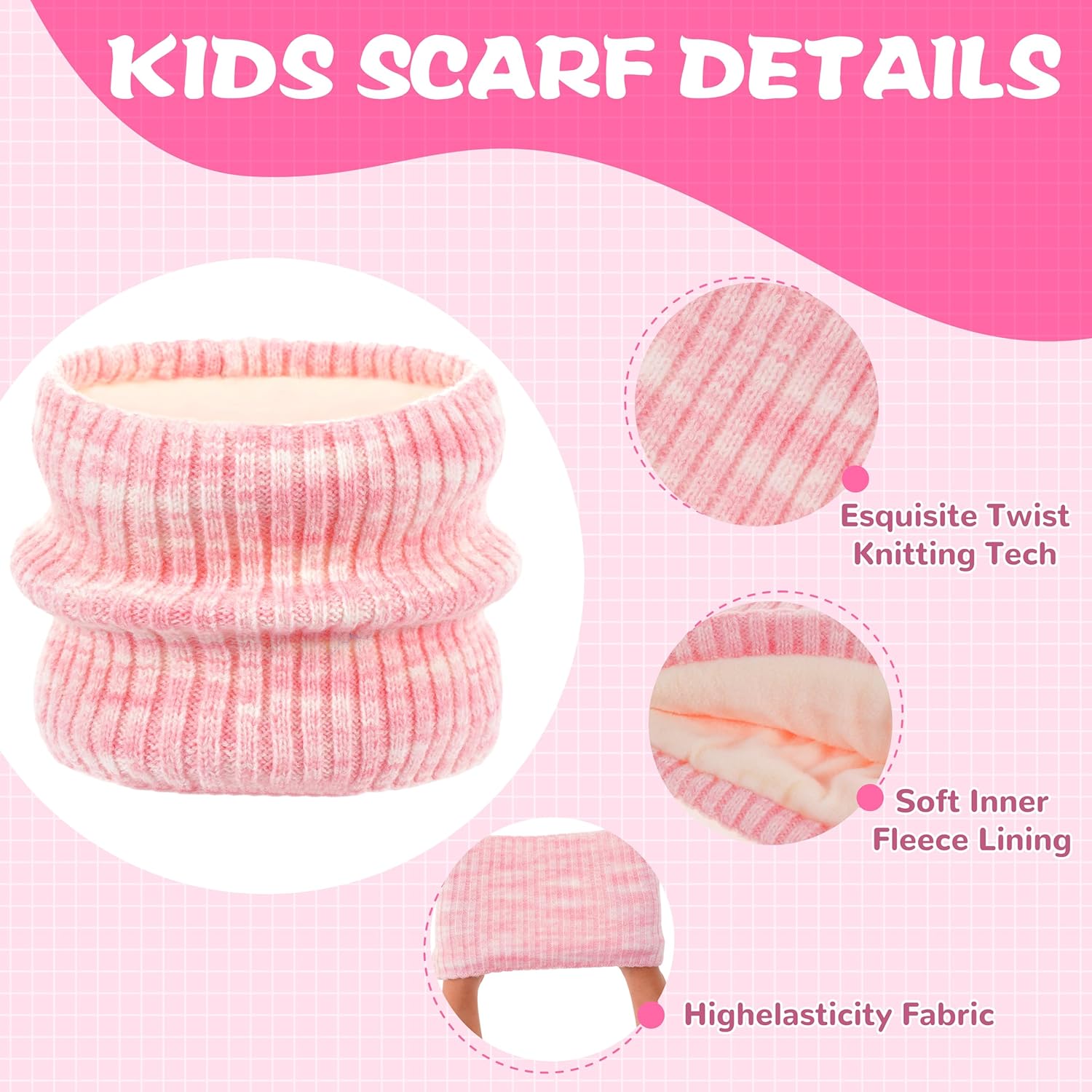 FENELY 3Pcs Kids Winter Hat Scarf Gloves Set, Children Knit Warm Ear Cap with Gloves Neck Warmer for Boys Girls 3-10 Years - Image 3