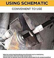 Vista 5 de YAKEFLY Herramienta de rebobinado de pistón de pinza de freno, herramienta de retroceso de pistón de freno, herramienta de retroceso de freno