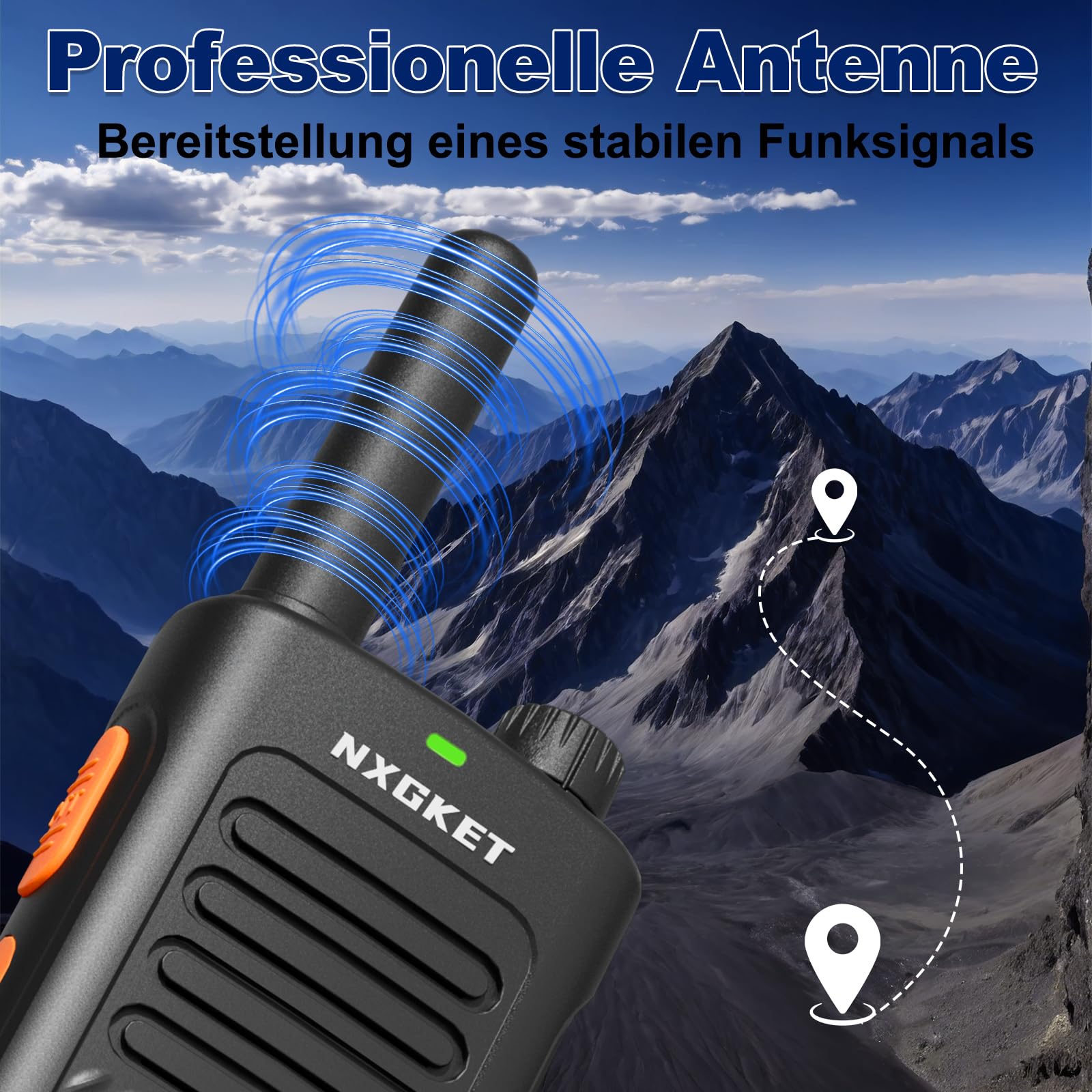 Walkie Talkies für Erwachsene, Lizenzfrei Professionelle PMR446 Walkie-Talkies mit 1500-mAh-Akkus, 5KM Große Reichweite, 16 Kanälen, 2-Wege-Funkgerät für Camping, Arbeit Kommunikation, 4er Set