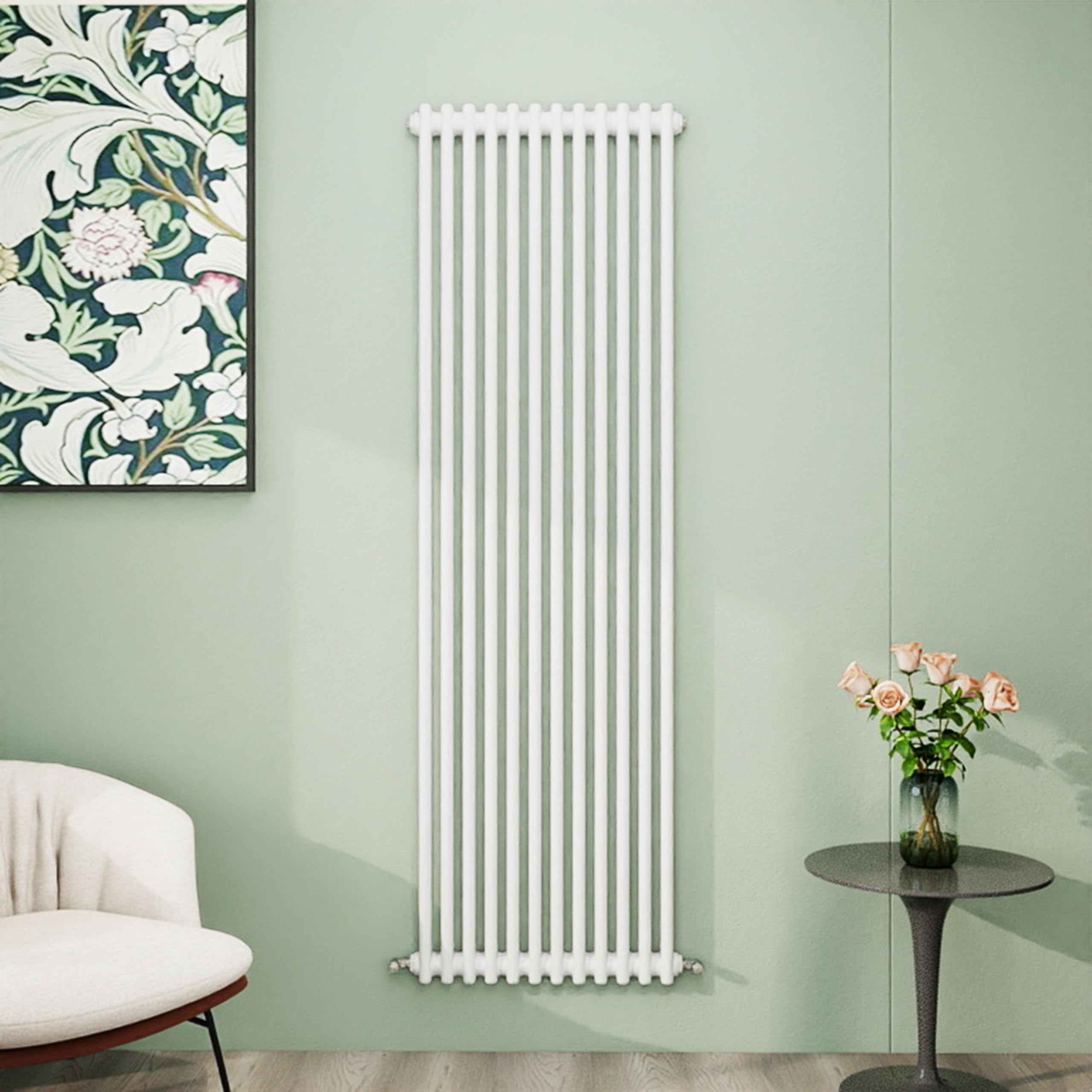 Simple Bathroom Column Radiators White 1800×560mm Vertical Double Traditional Cast Iron Style Interior Designer Radiator — image 1