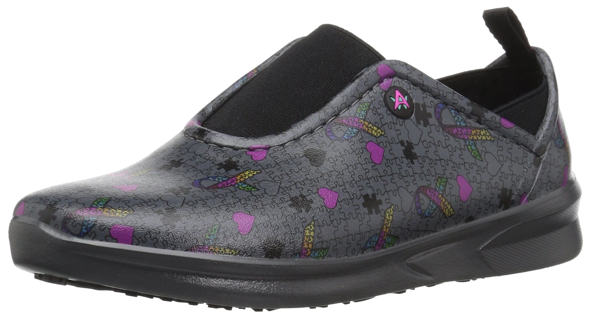 AnyWear Women's Blaze Medical Professional Shoe, Autism Awareness, Pewter, 8 Medium US