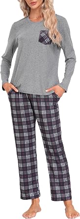 MoFiz Women's Pajamas Sets Long Sleeve Soft Sleepwear 2 Piece Pjs Lightweight Lounge Set