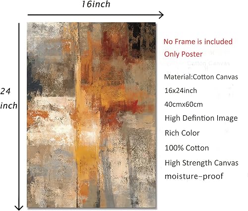 Miniatura 2 de Arte de pared abstracto amarillo y gris, decoración moderna de baño naranja, impresión artística retro marrón, graffiti gris y amarillo, arte de