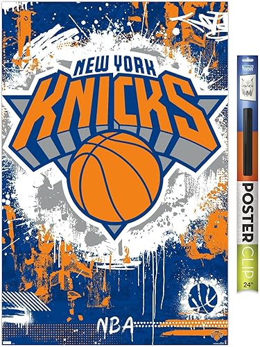 Trends International NBA New York Knicks - Póster de pared con logotipo Maximalist 23, 34 pulgadas de largo x 22.4 W, paquete de póster y clip