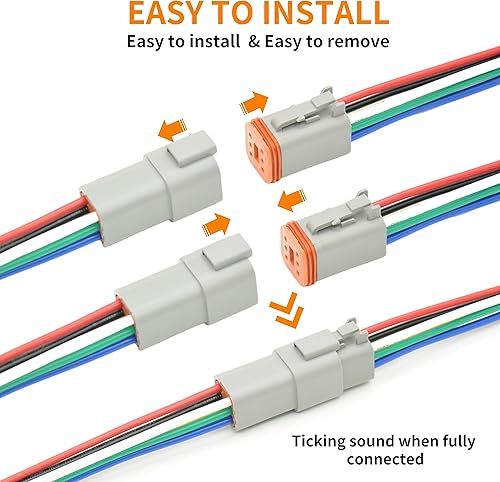 Miniatura 3 de Juego de 6 conectores impermeables de 6 pines, conectores eléctricos DT a tope para automóviles, kit de conectores de cable de 16 AWG con tubo
