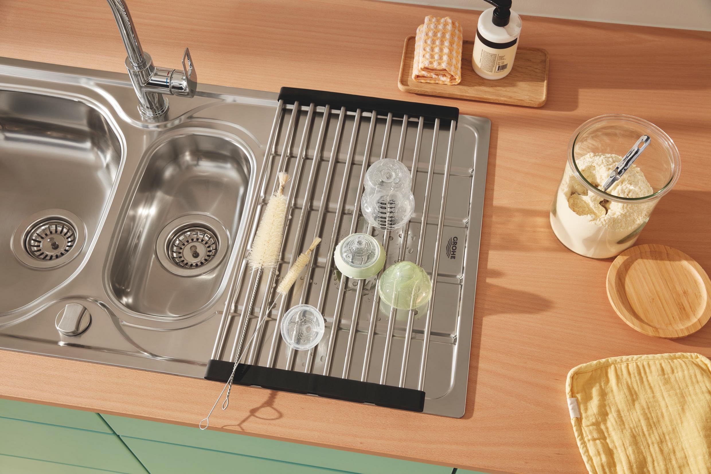 Johseaty Égouttoir À Vaisselle Pliable Métal Noir (365 X 305 22 Cm