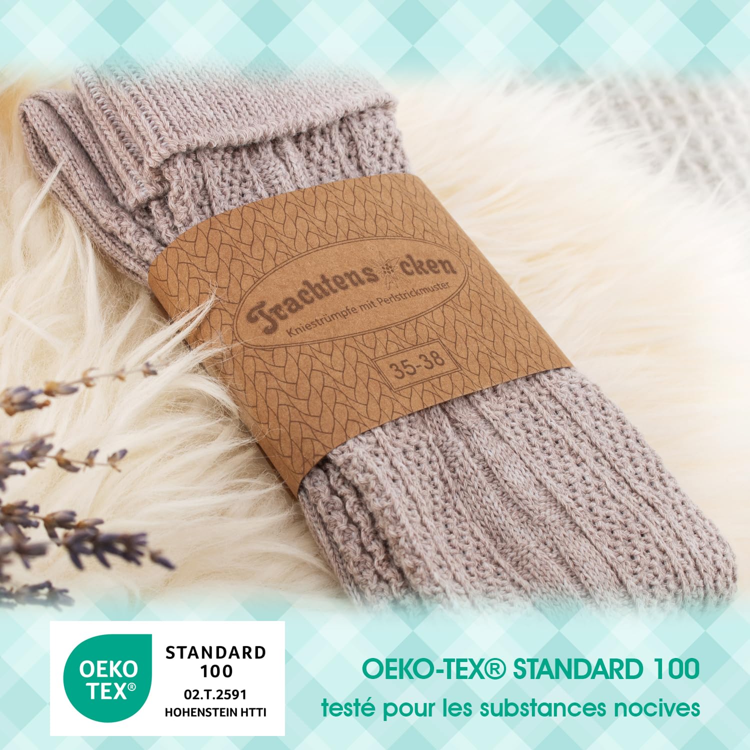 Celodoro Lot de 2 paires de chaussettes folkloriques pour homme et femme avec revers pour fête de la bière