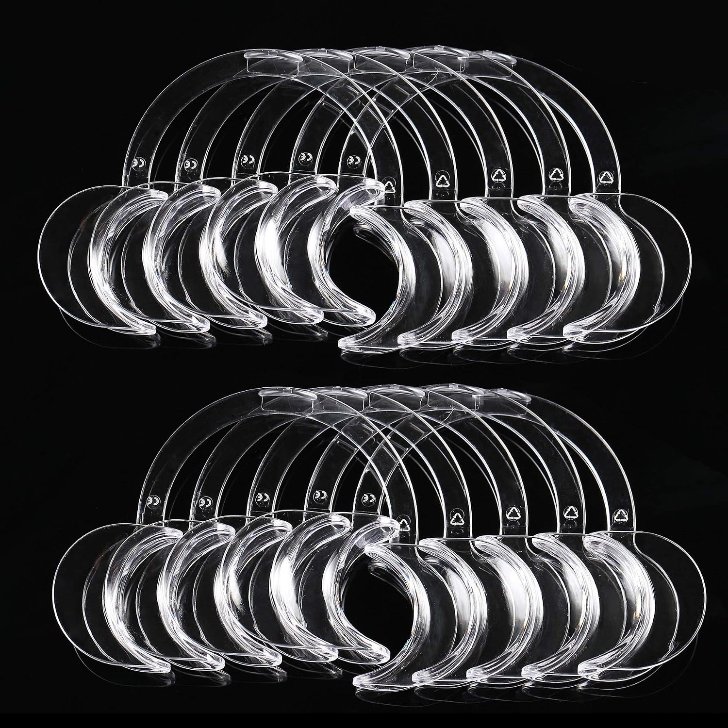 PROLOSO 30 Piece Dental Cheek Retractor Mouth Opener for Mouthguard Challenge C-Shape Teeth Whitening Intraoral Cheek Lip Mouthpieces Clear(10 Large 10 Medium 10 Small)