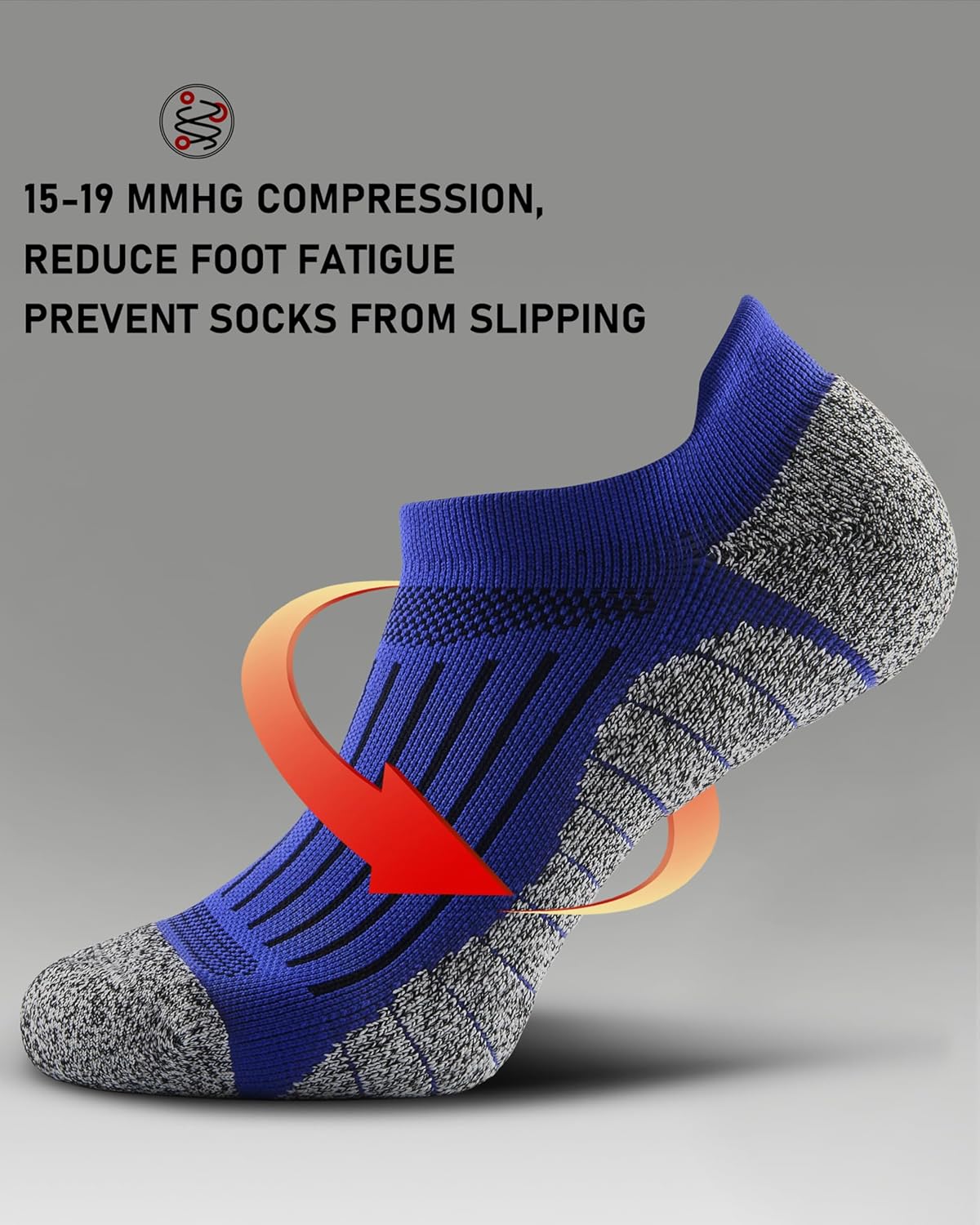 Men's No Show Compression Athletic Socks, Cushioned for Running Hiking - Image 4