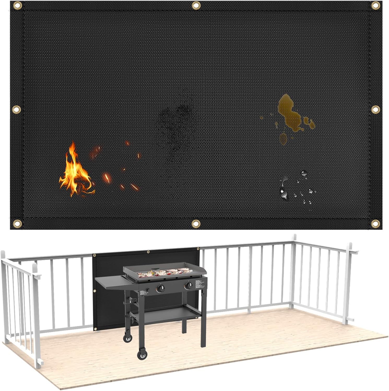 3'x6' Fireproof Heat Shield for Wall Behind Grill Protect Deck Fence from Grill Heat, Heat Shield for Wood Stove, Stove Wall Protector Fridge, BBQ Grill Mat Accessories Compatible with Blackstone