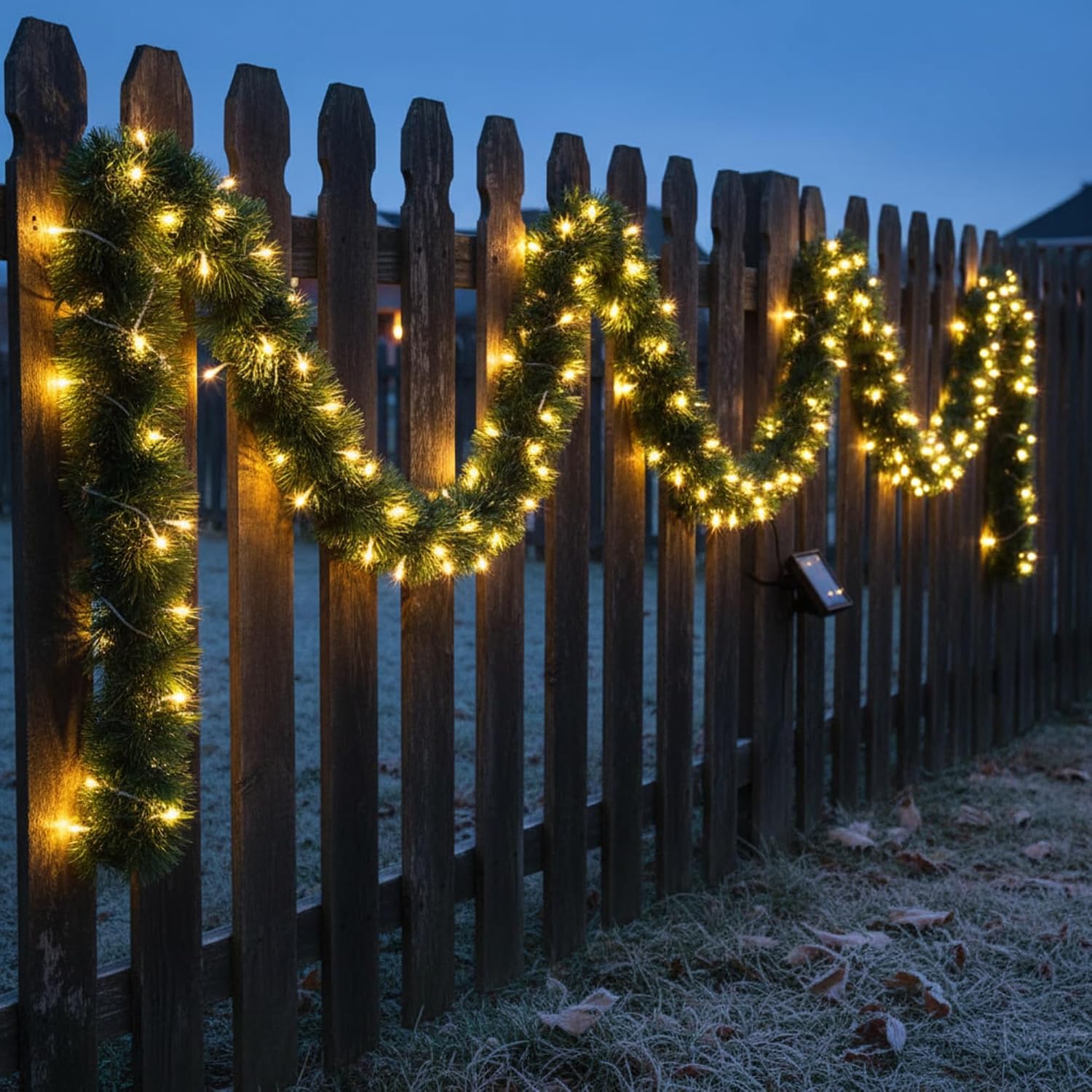 49 ft Christmas Outdoor Garland with Lights Artificial with 160 LED Light Pine Garland Soft Greenery for Christmas Outdoor Indoor Decoration Holiday Party Stairs Wall Fireplace Porch