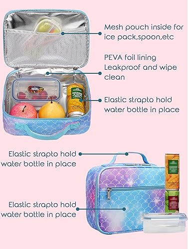 Miniatura 3 de BLUEFAIRY Juego de mochila para niños con lonchera para niños y niñas, Azul púrpura, Mochilas Daypack