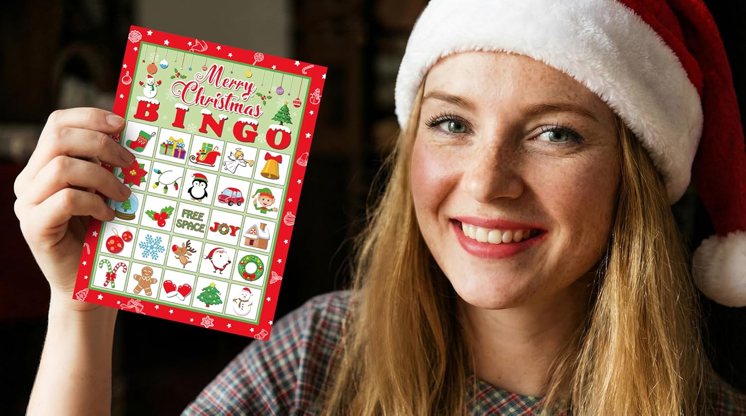 Moon Boat 40 Players Christmas Bingo Games Xmas Holiday Winter Party Supplies Favors