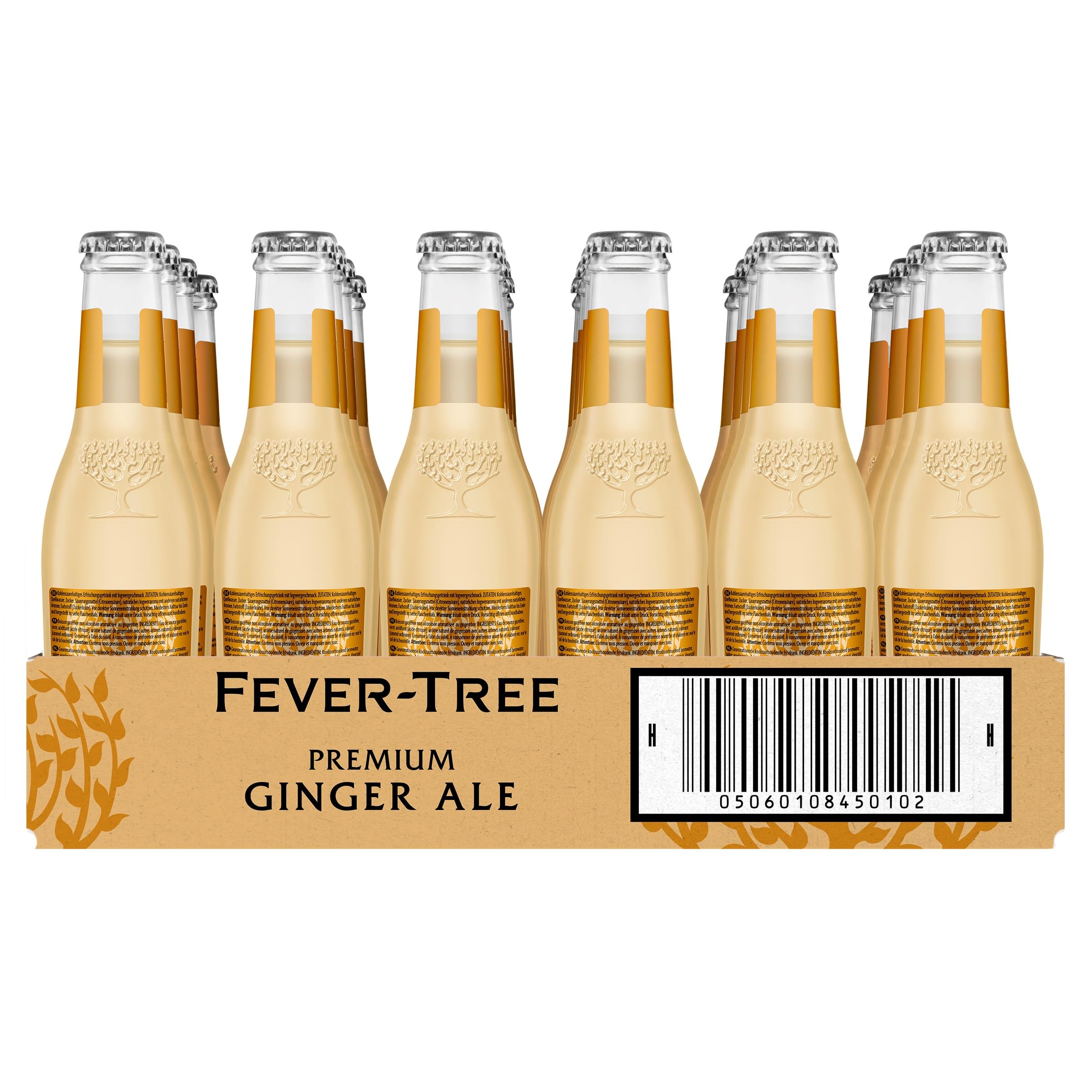 FEVER-TREE - 6 Packs de 4 Bouteilles de Premium Ginger Ale - Soda Gingembre -Pour des cocktails d'exception