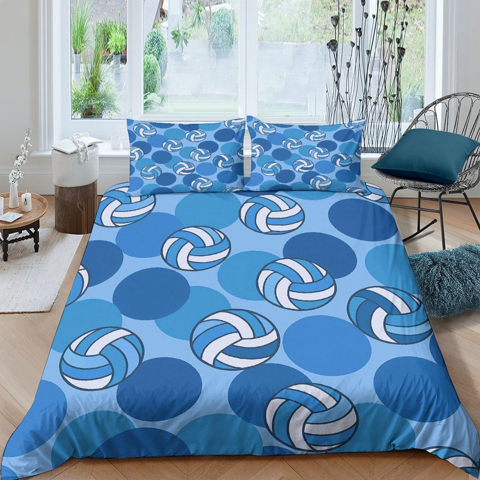 Ctjqhvkz Style-10 3D Printed Blue Volleyball Fitted Sheet Microfiber Soft Mattress Cover For Bedroom Dorm Dustproof Easy Care Single（135X200cm）
