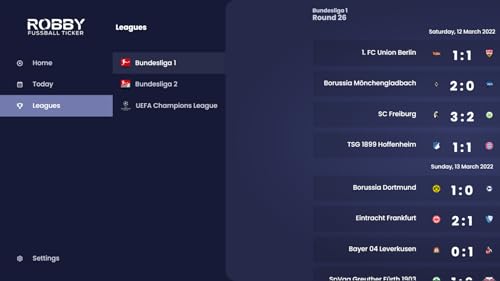 Robby Your Premier league, Bundesliga soccer and Champions League ticker