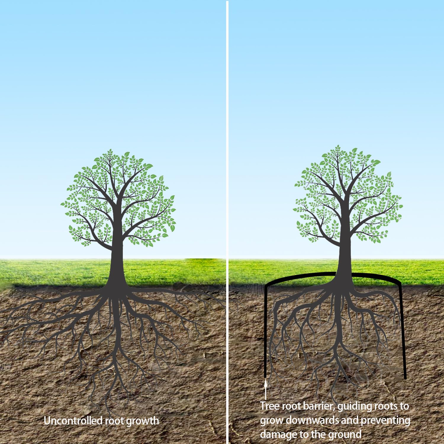 20ft x 18in x 60mil-Tree Root Barrier Bamboo Barrier Rhizome Control Barrier for Landscaping and Protection Roads