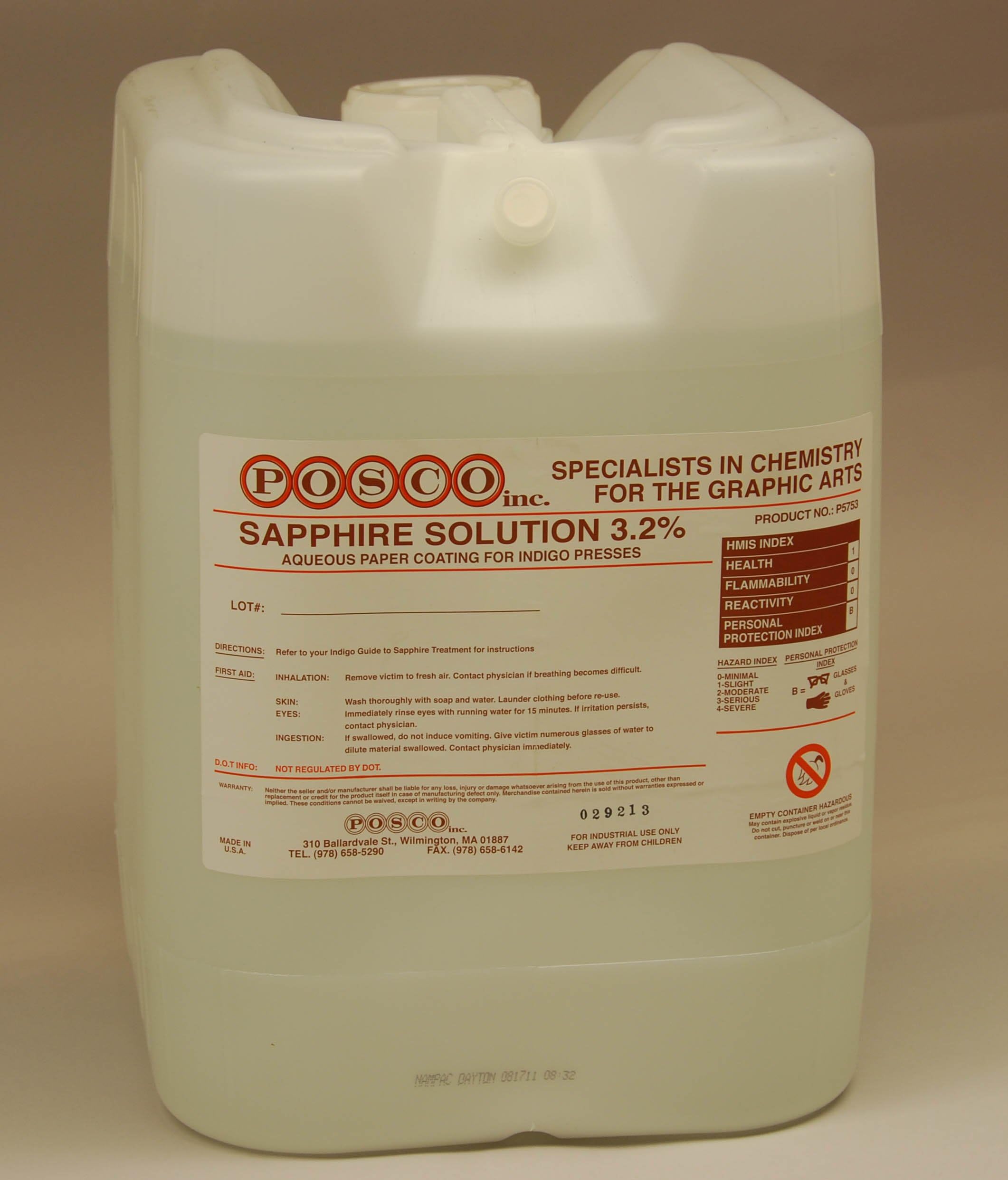 HP Indigo Sapphire Solution 3.2% - Aqueous Paper Coating - Pail