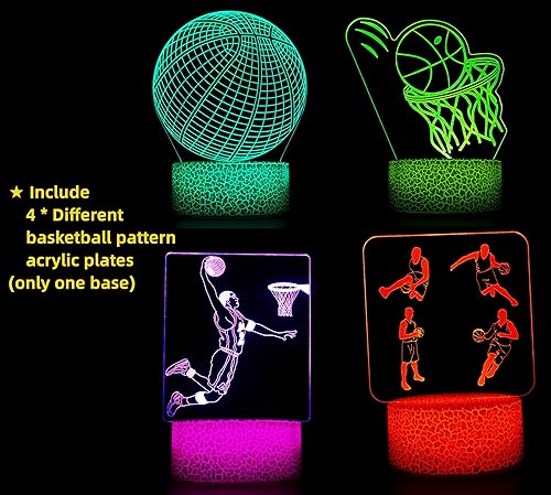 Miniatura 3 de Luz nocturna de baloncesto de 4 patrones, lámpara de baloncesto con ilusión de holograma 3D, control remoto regulabletoque inteligente, luz que