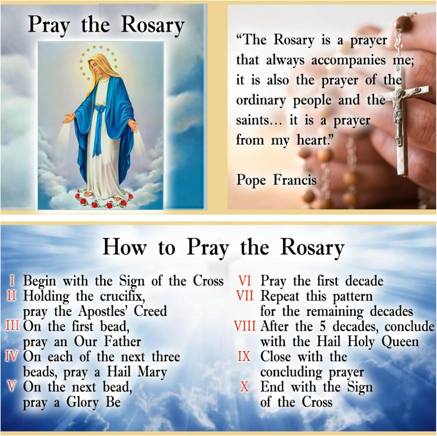 TALISMAN4U Olive Wood Rosary Beads Catholic Tertium Millennium Crucifix Miraculous Medal Centerpiece Handmade Wooden Rosaries for Men Women Religious Gift with Rosary Pouch & Prayer Card - Image 7