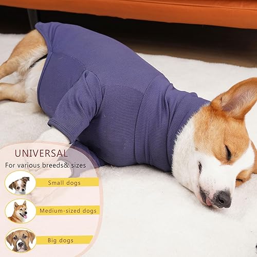 Vista 6 de LIANZIMAU Camiseta suave elástica para perros, ropa para perros, pijamas para cachorros, camisas geniales para aliviar la ansiedad de las mascotas