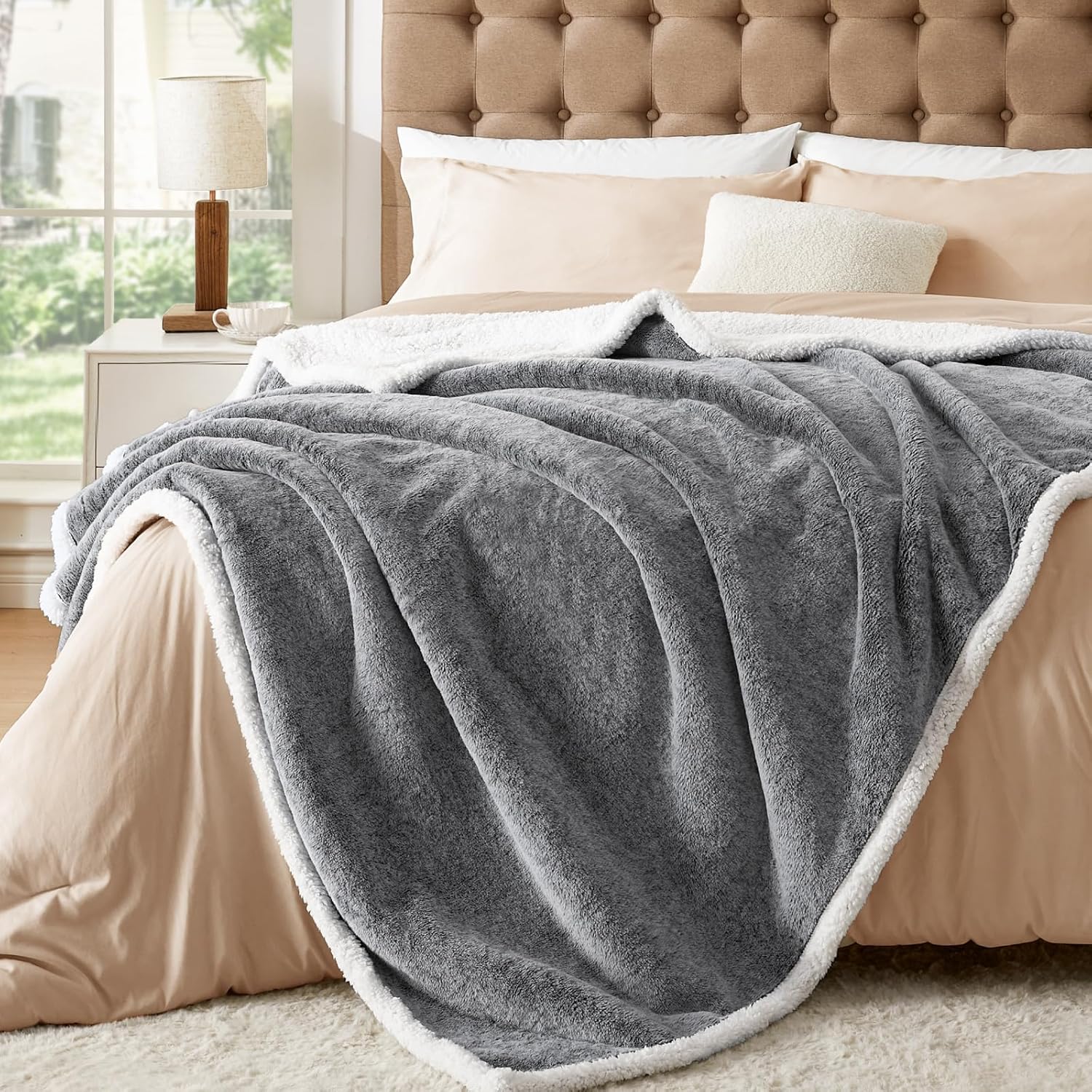 BEDELITE Faux Fur Throw Blanket for Couch - Super Soft & Warm Thick Sherpa Blanket for Sofa and Room Decor, Luxury Cozy Plush Fluffy Winter Blanket Gifts for Women Men Mom Dad, 50x60 inch, Black - Image 4