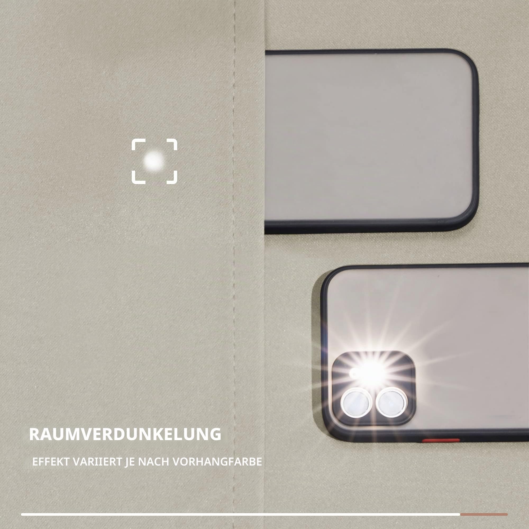 Deconovo Verdunklungsvorhänge Schlaufenschal Thermovorhang Polyester Gardinen Wohnzimmer Schlafzimmer 140x210 cm (BxH) Creme 2 Stücke – Bild 5