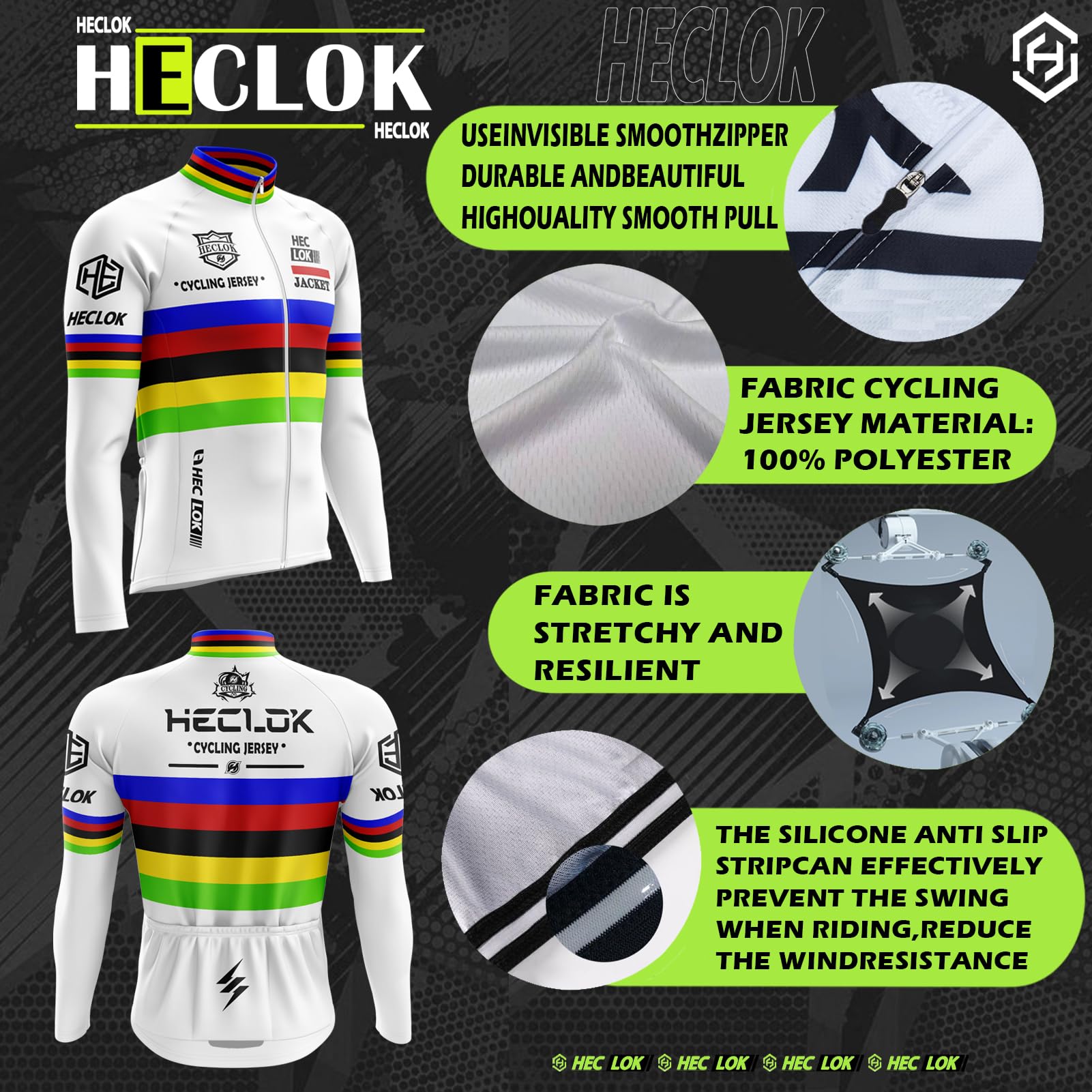 Abbigliamento Ciclismo Uomo Invernale Tuta da Ciclista Manica Lunga Completo, Antivento e Caldo, MTB Bici, 9D Gel Pantaloni Lunghi con Pettorina Set di Abbigliamento Ciclista