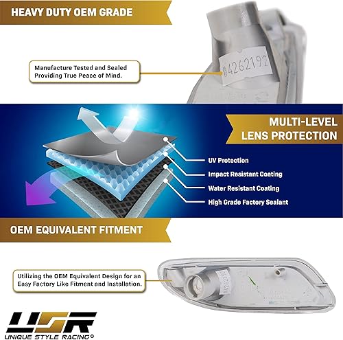 Miniatura 8 de USR DEPO 01-07 W203 Clase C - Juego de luces laterales transparentes para parachoques (izquierda + derecha) compatible con Mercedes Benz W203 Clase