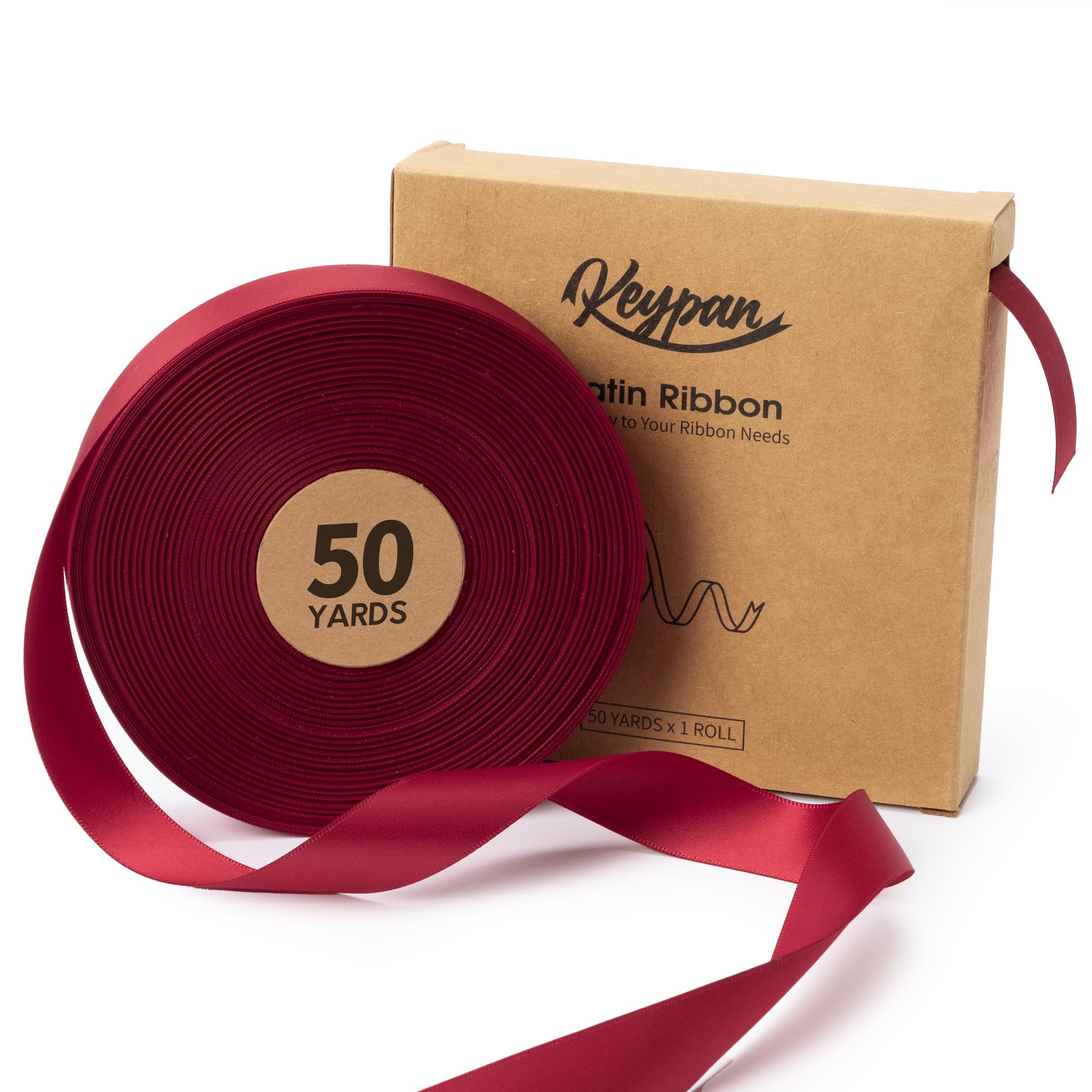 Keypan Burgundy Satin Ribbon, 22mm x 45.7m — image 1