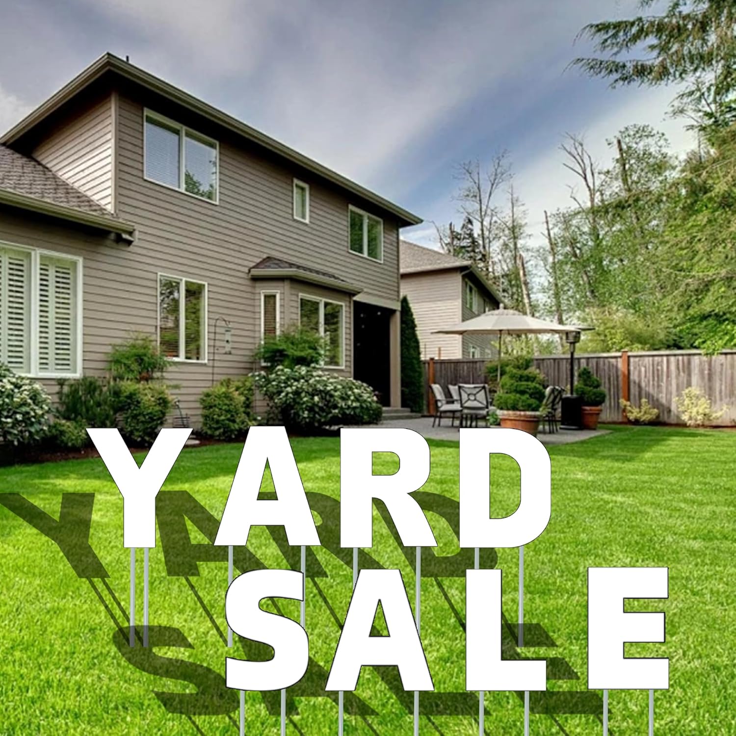 8Pcs Yard Sale Signs, 14" x 13" ，White Corrugated Plastic Board Outdoor Lawn Signs for Yard Sale Sign, Garage Sale, Open House, Estate Sale,WEATHER-PROOF(WHITE YARD SALE)
