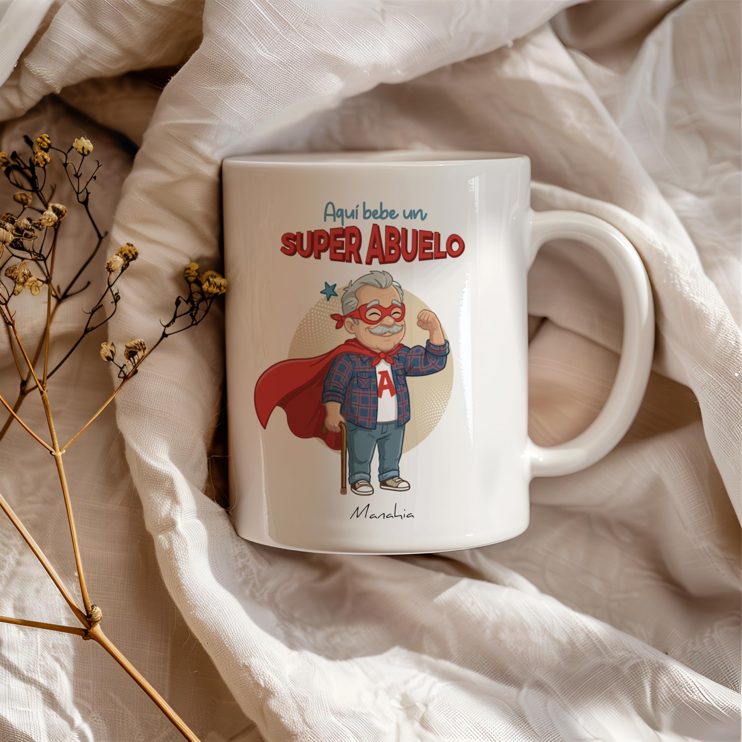Manahia - Taza Abuelito - Aquí bebe un super abuelo | Regalo Original Nietos, Superabuelo - Idea Sorpresa Día del Padre, Navidad | Caja Regalo Kraft — view 9