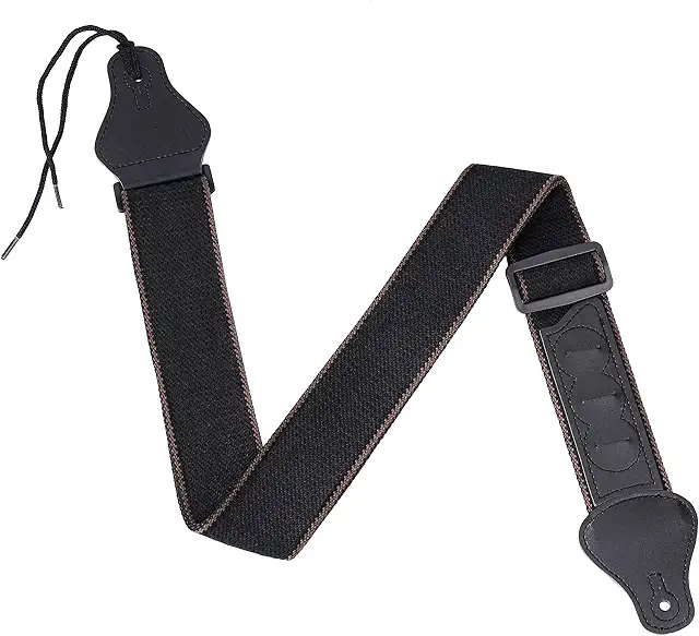 Adjustable Guitar Strap with Pick Holder - Soft Cotton & PU Leather for Electric & Acoustic Guitars