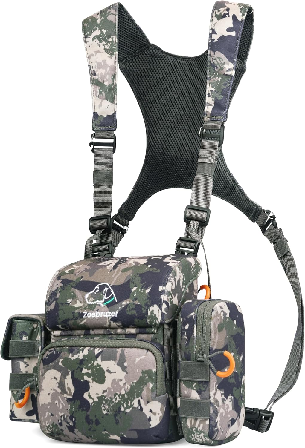 Binocular Harness Chest Pack, Bino Harness Bag with Rangefinder Pouch & Rain Cover, Molle System Multifunction Hunting Pack - Image 8
