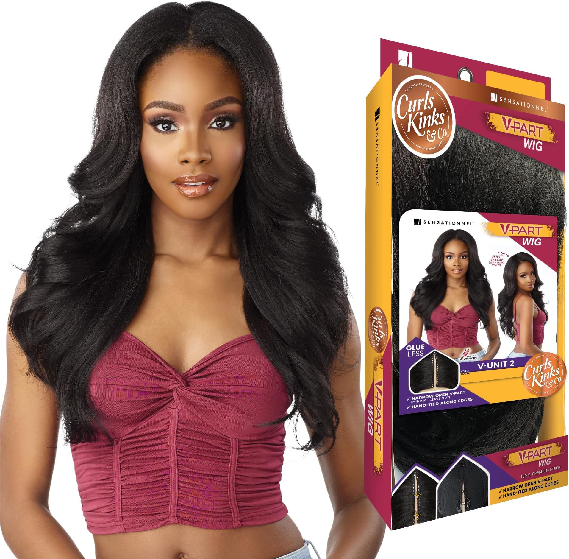 Curls Kinksandco Vpart Wig - Unit 2 Narrow Part Glueless Natural Kinkytexture Edged Hairline for Natural 3C to 4C Hair Textures (TH1B/30)