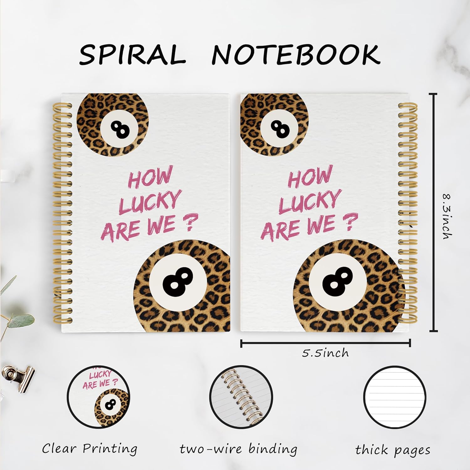 YLZlhb Leopard Print Y2k Lucky 8 Ball Spiral Notebook Journal, Trendy Aesthetic Cheetah Notebook Planner for Work School Office, Leopard Print Spiral Journal 5.5x8.3 Inches - Image 7