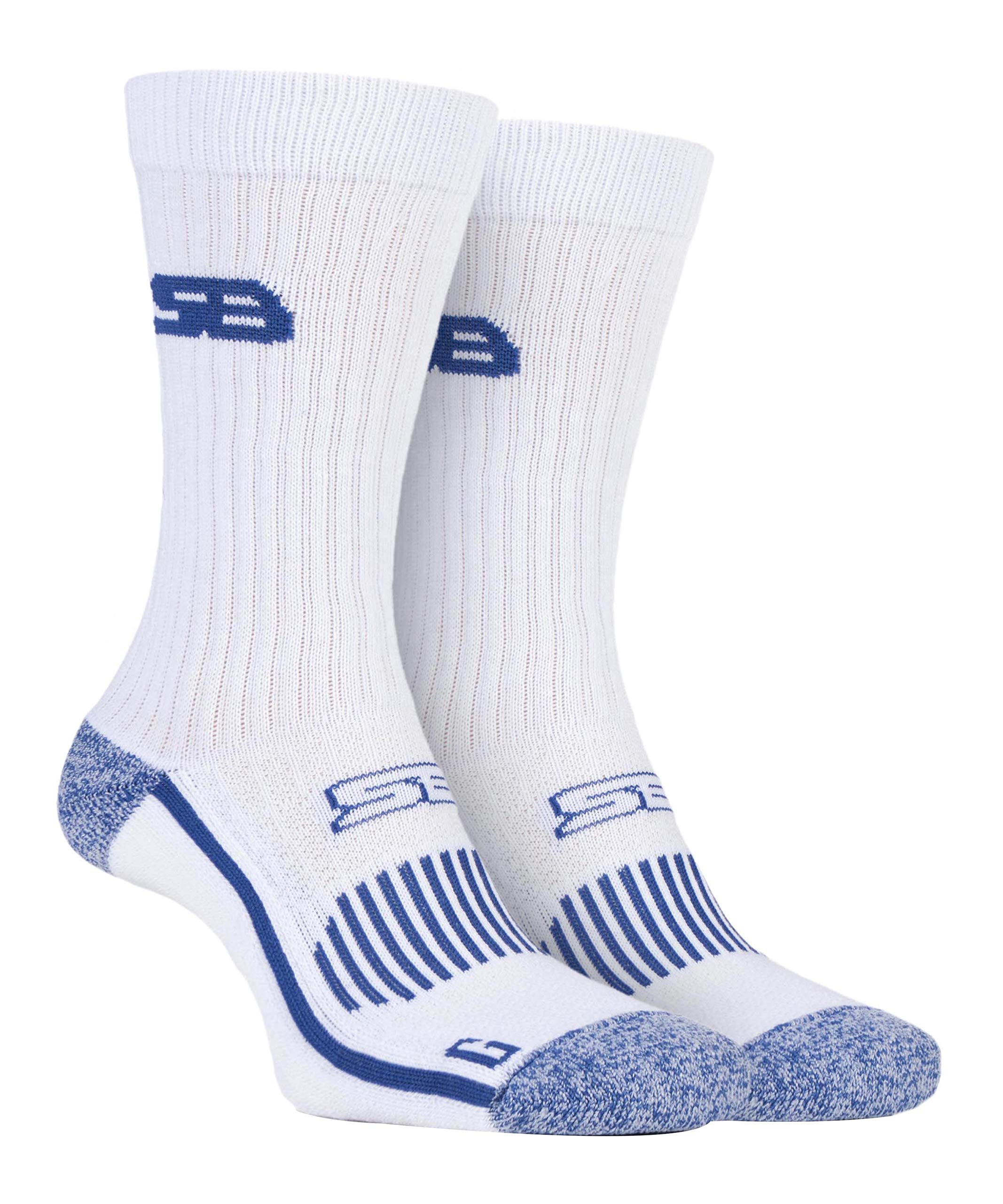 Storm Bloc Men's White - Cotton Crew Sport Reinforced Heel & Toe Terry Cushioned Socks (6-8.5, )