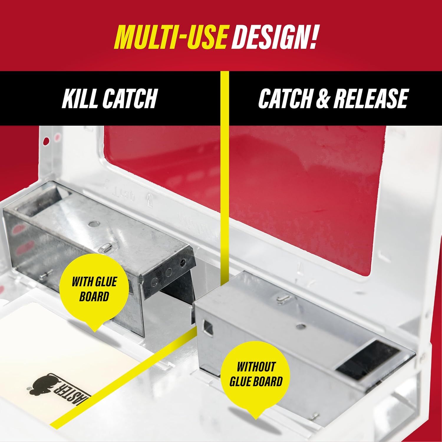 Catchmaster Multi-Catch Mouse Trap, Humane Mouse Trap Indoor for Home, Includes 1 Replaceable Glue Board, Live Catch Pest Control for Garage & Shed (White)